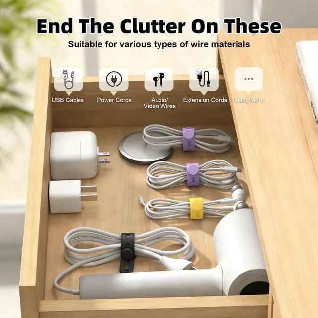 Alt view image 2 of 7 - 28Pcs Silicone Cable Ties Reusable, Multipurpose Cable Management Organizer, Adjustable Fastening Cable Straps with Locking Buckles, High Elasticity Cord Organizer, Travel Essentials(2 Sizes, 7Colors)