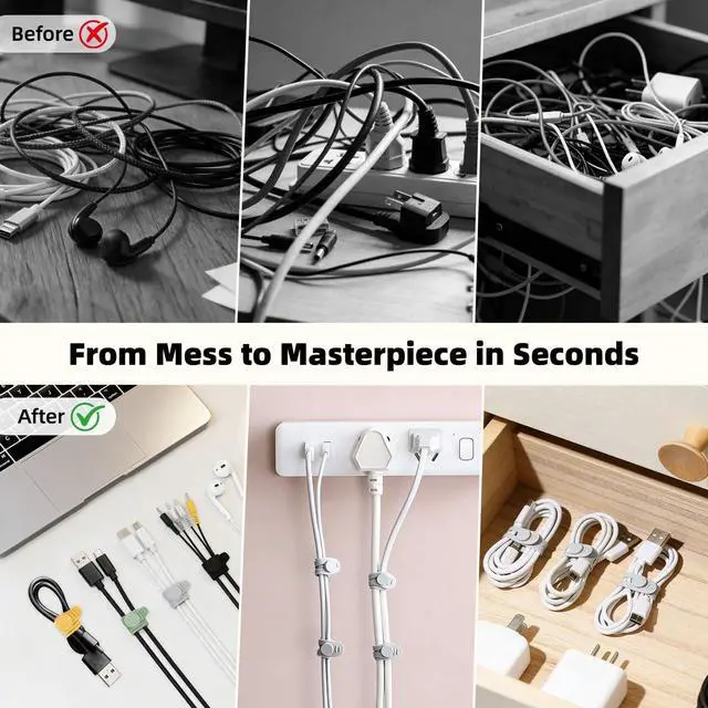 Alt view image 7 of 7 - 28Pcs Silicone Cable Ties Reusable, Multipurpose Cable Management Organizer, Adjustable Fastening Cable Straps with Locking Buckles, High Elasticity Cord Organizer, Travel Essentials(2 Sizes, 7Colors)