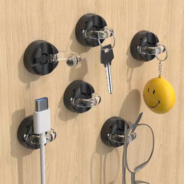 Alt view image 7 of 7 - Magnetic Cable Clips for Nightstand Self Adhesive Cord Holder Adjustable Clip for Desk, Nightstand, Phone Charger, Computer, Home, Office, Car (Black-New, 6PCS)