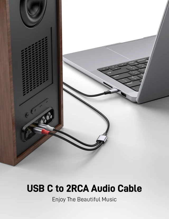 Alt view image 2 of 6 - 16FT USB C to RCA Audio Cable, Type C to 2RCA Male Jack Splitter, RCA to USB C for iPhone 17 16 iPad Pro Galaxy S25 S24 S23 S22, Google Pixel, Amplifiers 16FT