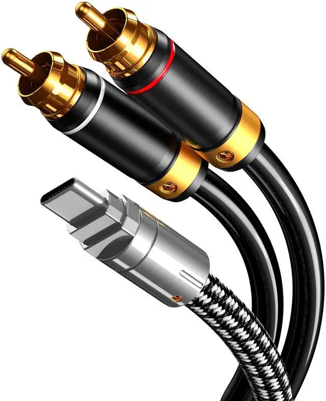 Main image of USB C to 2 RCA Audio Cable 3.2FT, Audiophile USB Type C to 2RCA Male Jack Plug Y Adapter Cord Compatible with iPad Pro,MacBook,Home Theater,DVD,Amplifier,Car Stereo