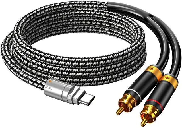 Alt view image 2 of 6 - USB C to 2 RCA Audio Cable 3.2FT, Audiophile USB Type C to 2RCA Male Jack Plug Y Adapter Cord Compatible with iPad Pro,MacBook,Home Theater,DVD,Amplifier,Car Stereo