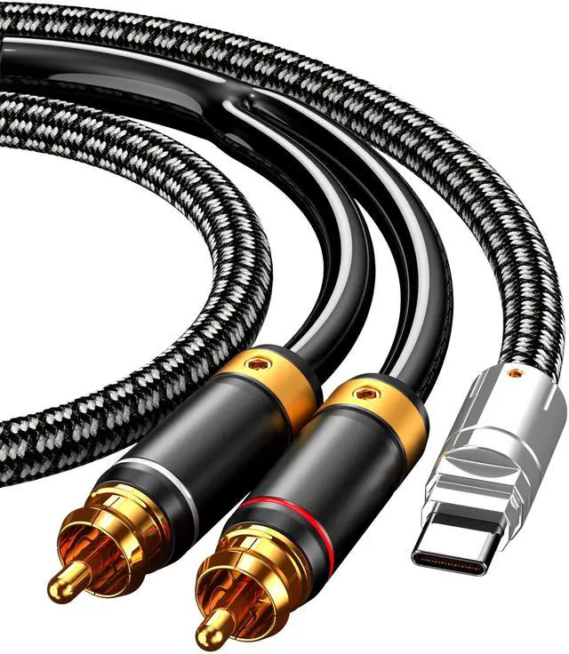 Alt view image 3 of 6 - USB C to 2 RCA Audio Cable 3.2FT, Audiophile USB Type C to 2RCA Male Jack Plug Y Adapter Cord Compatible with iPad Pro,MacBook,Home Theater,DVD,Amplifier,Car Stereo