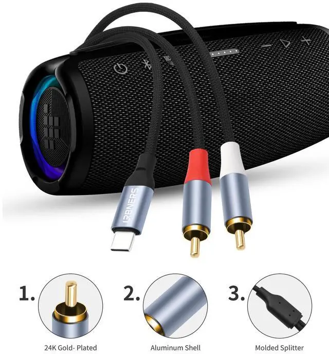 Alt view image 5 of 7 - 6.6FT USB-C to Dual RCA Cable - Digital to Analog Audio Cable with DAC Chip, Gold-Plated RCA Connectors, Dual-Shielded for Home Audio/Turntables/Amplifiers