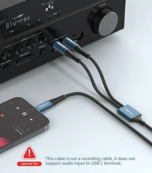 Alt view image 5 of 6 - USB C to 2 RCA Audio Cable,L/R Stereo, 32bit/384kHz, 3.3FT | Upgraded DAC USB C to 2 RCA Cable for iPhone 16 15/Laptop to Amp/peaker/Car Stereo, HiFi Stereo Audio Cord