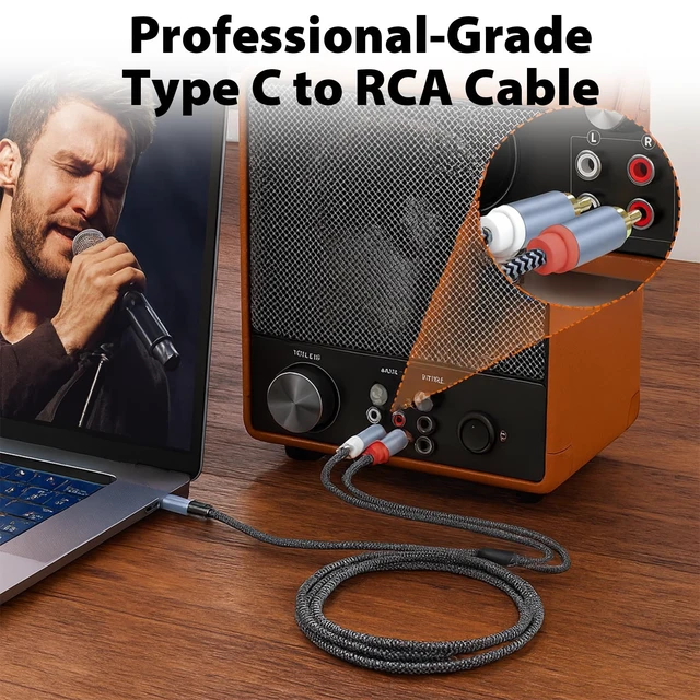 Alt view image 3 of 7 - USB C to RCA Audio Cable 6.6ft, Type C to Dual RCA with DAC USB-C to Dual RCA Audio Cable, 6.6ft, Built-in DAC for Speakers, Amplifiers & Stereo Systems