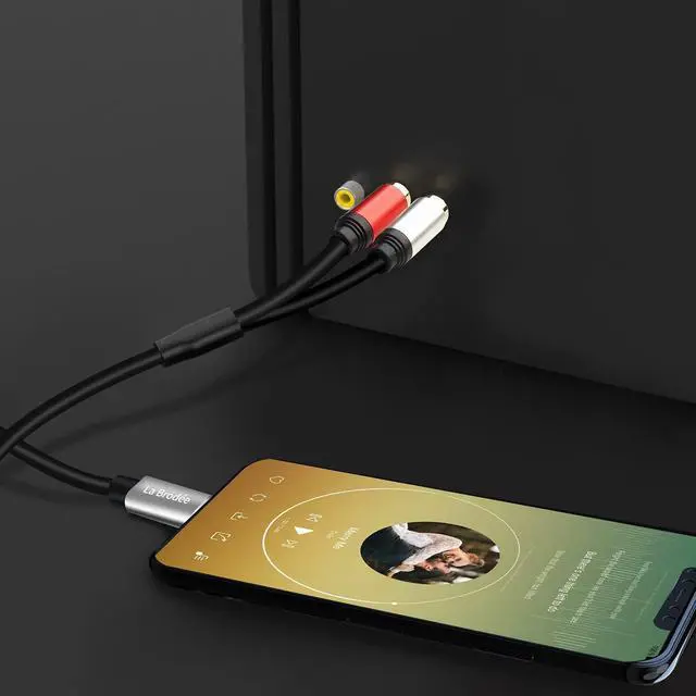 Alt view image 5 of 6 - Type C to 2 RCA Car Stereo Cord Cable,2 RCA Jack USB-C Audio Cable for Phone Laptop Tablet Speaker Samsung S22 Galaxy Google Pixel Home Theater 6ft