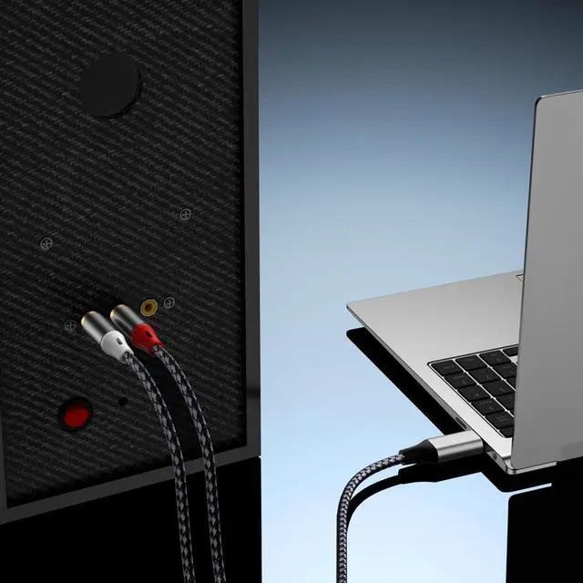 Alt view image 3 of 6 - USB C to 2 RCA Stereo Adapter Cable, TYP-C to 2 RCA Audio Cable, Suitable for TVs, Computers, Mobile Phones, MP3 Players, Speakers, car radios, Tablets, amplifiers, Speakers, etc.