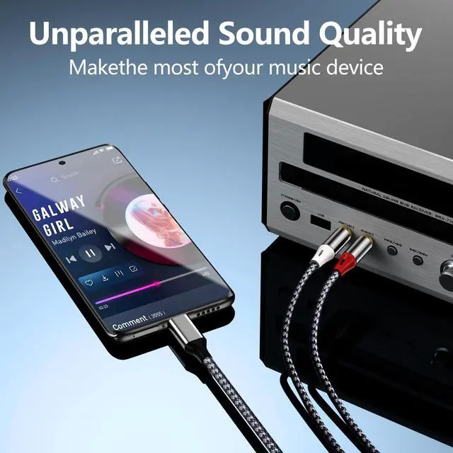 Alt view image 4 of 6 - USB C to 2 RCA Stereo Adapter Cable, TYP-C to 2 RCA Audio Cable, Suitable for TVs, Computers, Mobile Phones, MP3 Players, Speakers, car radios, Tablets, amplifiers, Speakers, etc.