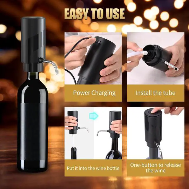 Alt view image 5 of 6 - Wine Aerator Electric Wine Decanter Automatic Wine Aerator Portable One Touch Wine Dispenser Rechargeable Wine Pourer Wine Gifts for Wine Lovers and Parties