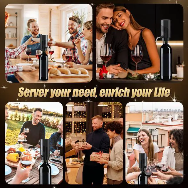 Alt view image 4 of 6 - Wine Aerator Electric Wine Decanter Automatic Wine Aerator Portable One Touch Wine Dispenser Rechargeable Wine Pourer Wine Gifts for Wine Lovers and Parties