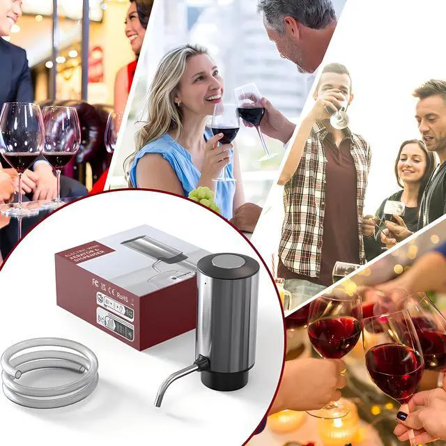 Alt view image 4 of 7 - Electric Wine Aerator Pourer One Touch Wine Accessories Rechargeable 2-in-1 Automatic Wine Decanter Stainless Steel Wine Dispenser Gifts for Wine Lovers