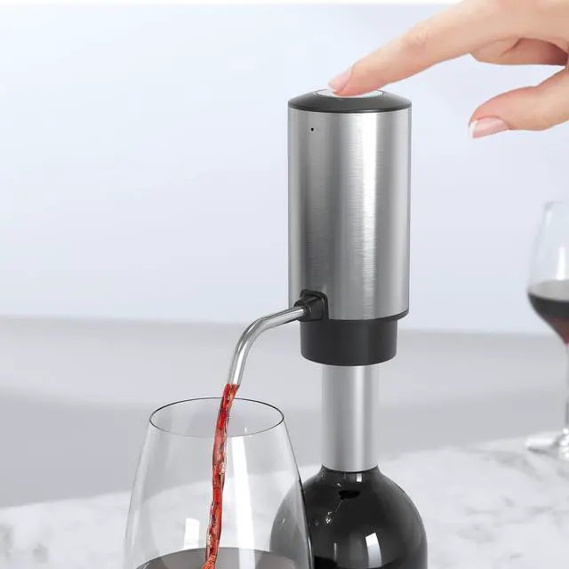 Alt view image 2 of 7 - Electric Wine Aerator Pourer One Touch Wine Accessories Rechargeable 2-in-1 Automatic Wine Decanter Stainless Steel Wine Dispenser Gifts for Wine Lovers