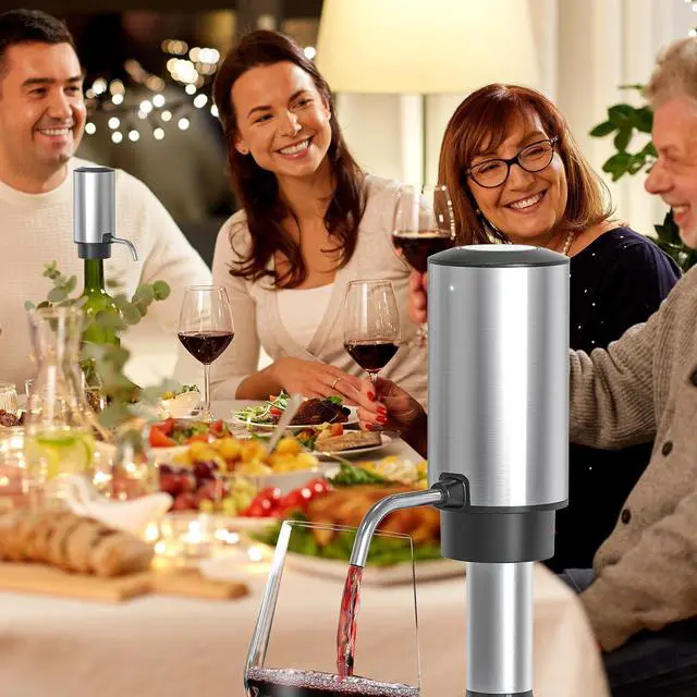 Alt view image 6 of 7 - Electric Wine Aerator Pourer One Touch Wine Accessories Rechargeable 2-in-1 Automatic Wine Decanter Stainless Steel Wine Dispenser Gifts for Wine Lovers