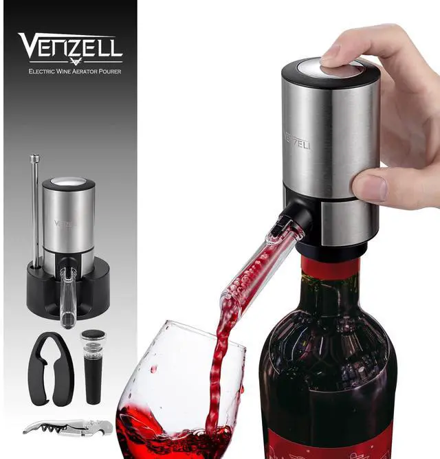 Main image of Electric Wine Aerator and Pourer - Smart One-Button Wine Decanter with Automatic Vacuum Stopper and Dispenser