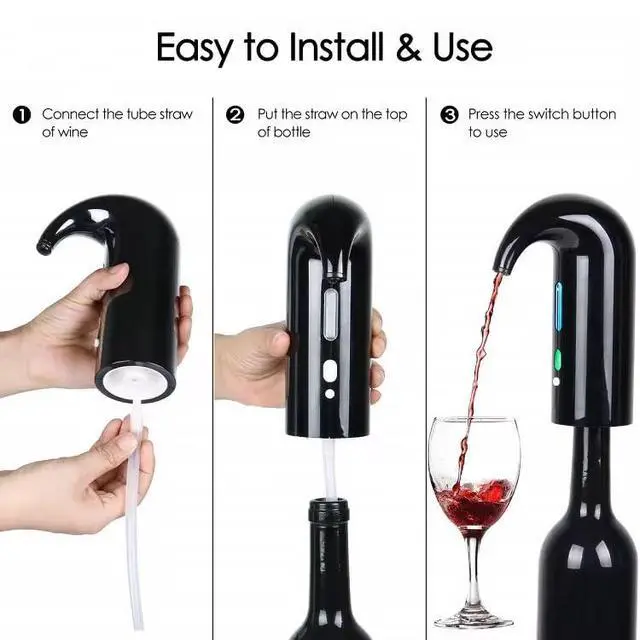 Alt view image 2 of 3 - Electric Wine Aerator and Dispenser, Automatic Wine Pourer with Smart Dispensing, Rechargeable Bottle Holder