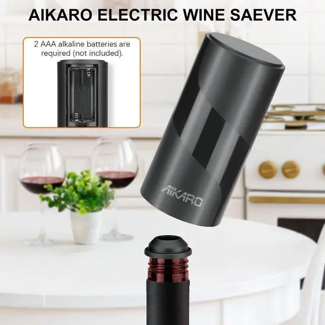 Alt view image 2 of 6 - Electric Wine Saver Vacuum Pump with Bottle Stopper Automatic Wine Preserver, Battery Operated