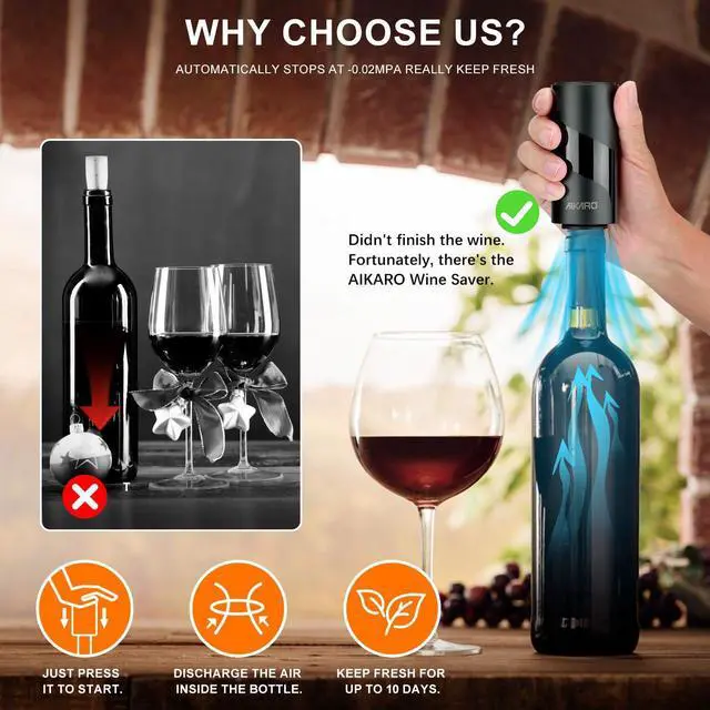 Alt view image 3 of 6 - Electric Wine Saver Vacuum Pump with Bottle Stopper Automatic Wine Preserver, Battery Operated