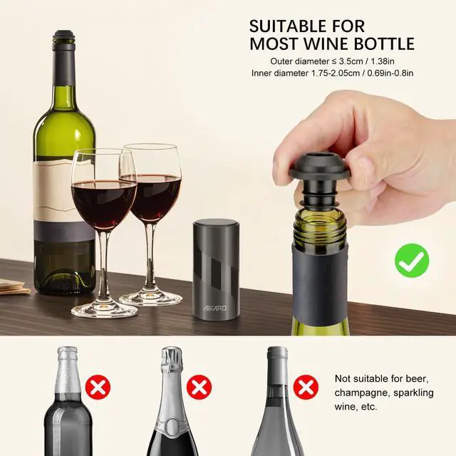 Alt view image 5 of 6 - Electric Wine Saver Vacuum Pump with Bottle Stopper Automatic Wine Preserver, Battery Operated