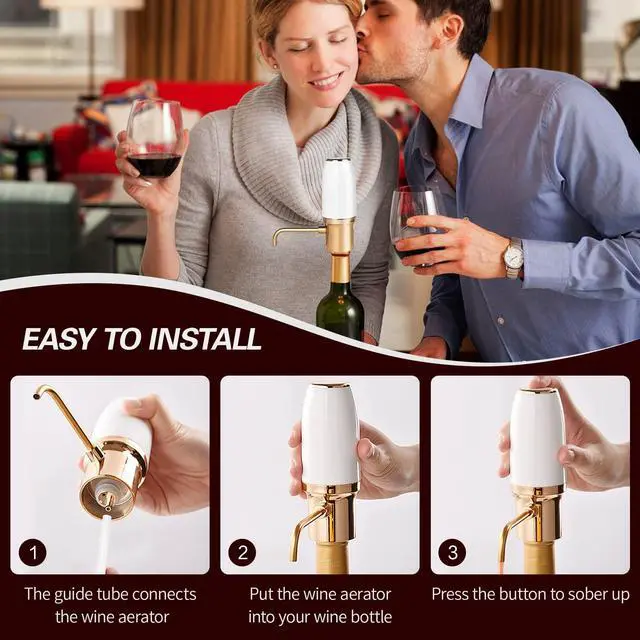 Alt view image 3 of 7 - Electric Wine Aerator, Wine Accessories Aeration for Beginner Enthusiast, Wine Aerator Pourer Spout, Wine Gifts, Wine Dispenser with USB Rechargeable for Travel, Home, Bar