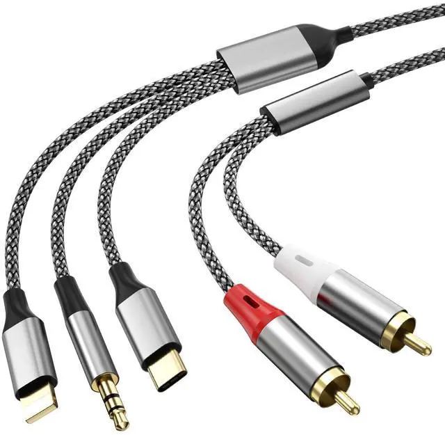 Main image of Three-in-One RCA Audio Cable, USB C to 2 RCA & 3.5mm AUX Cable (1.3M/7.55FT)