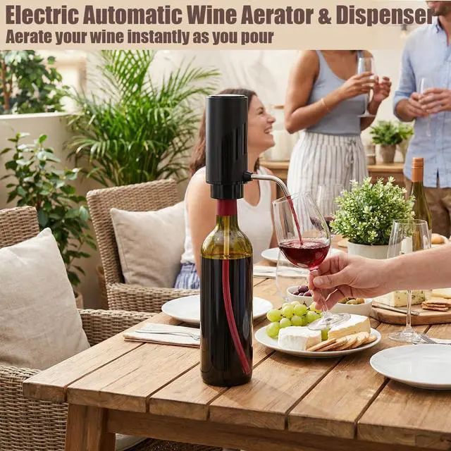 Alt view image 4 of 6 - Electric Wine Aerator Pourer - Automatic Wine Decanter Dispenser, Wine Aerator for Wine Enthusiasts (Black)