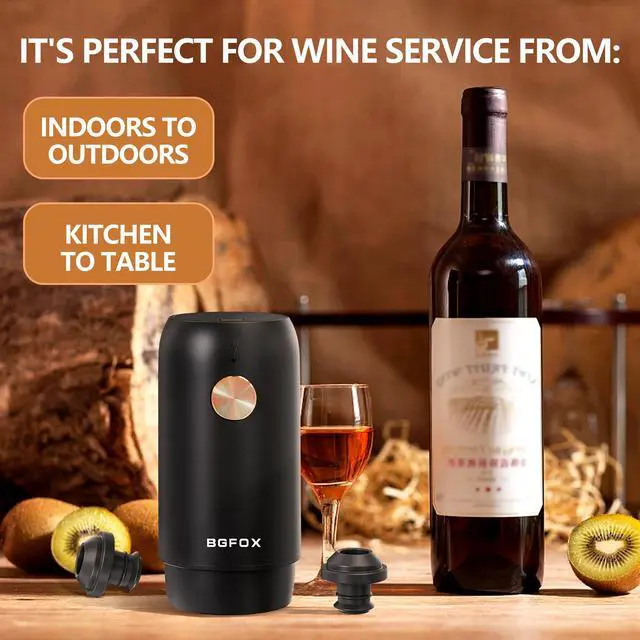 Alt view image 7 of 7 - Electric Wine Saver Pump with 4 Wine Stoppers Automatic Rechargeable Wine Preserver Reusable Wine Bottle Sealer Keeps Fresh, 1 Pump 4 Stoppers, Gifts for Wine Lovers, Stylish Black & Gold