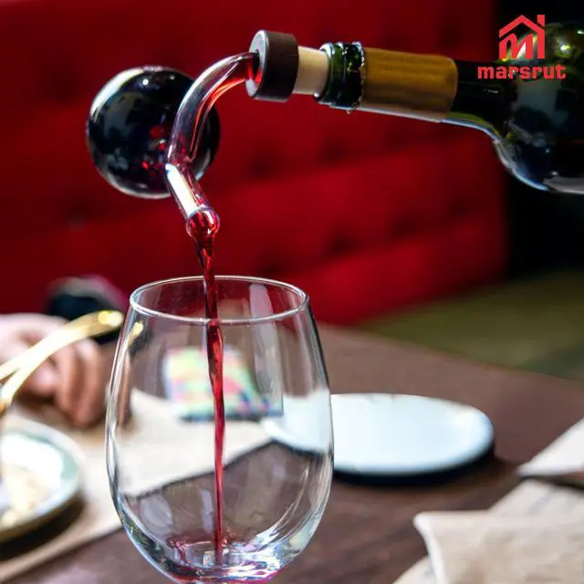 Alt view image 5 of 7 - Wine Aerator Decanter Bulb, Italian Aireador De Vino, Wine Whisky Bottle Decantador Dosificador Pourer for Taste Better, Clear Glass Spout, Accessories for Birthday Father Gift Home Gathering, No Drip