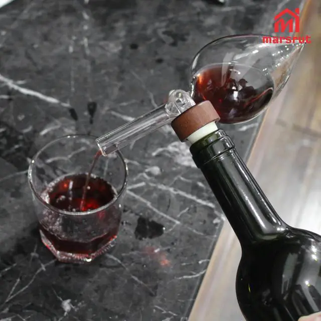 Alt view image 6 of 7 - Wine Aerator Decanter Bulb, Italian Aireador De Vino, Wine Whisky Bottle Decantador Dosificador Pourer for Taste Better, Clear Glass Spout, Accessories for Birthday Father Gift Home Gathering, No Drip
