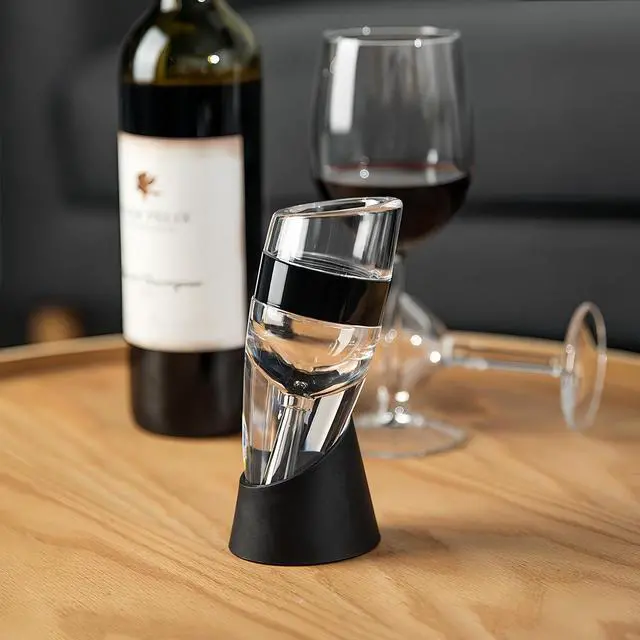 Alt view image 4 of 7 - Wine Aerator Pourer and Decanter with Unique Aeration Device Quickly Enhances Wine Flavors with Smoother Finish,Best Gifts for Wine Lovers and Sommeliers (Black)