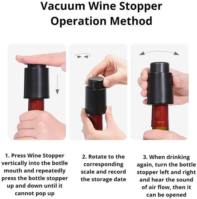 Alt view image 5 of 7 - 1 Vacuum Wine Stopper 1 Wine Aerator Pourer Aerating Spout with 1 Wine Foil Cutter Tool, Wine Bottle Stoppers set Reusable Wine Preserver Keep Fresh, Perfect Wine Accessory Gift for Wine Lovers