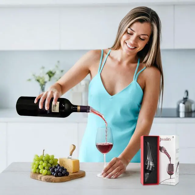 Alt view image 2 of 7 - Wine Aerator and Pourer Premium Air Decanter Spout to Enhance Wine Flavor & Aroma, No-Drip Wine Pourer Spout for Red & White Wines, Perfect Gift for Wine Lovers