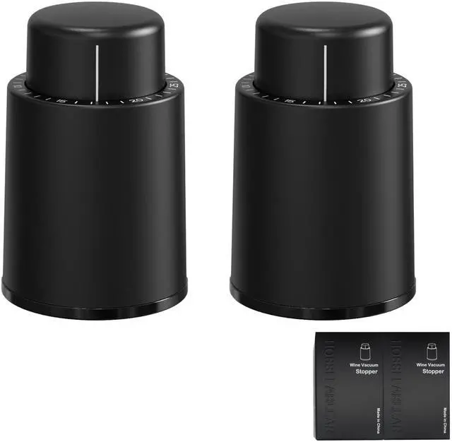 Main image of Wine Stoppers Vacuum, Reusable Silicone Wine Bottle Stopper Wine Saver Wine Preserver with Date Dial, Best Christmas and Birthday Gifts - 2 Pack