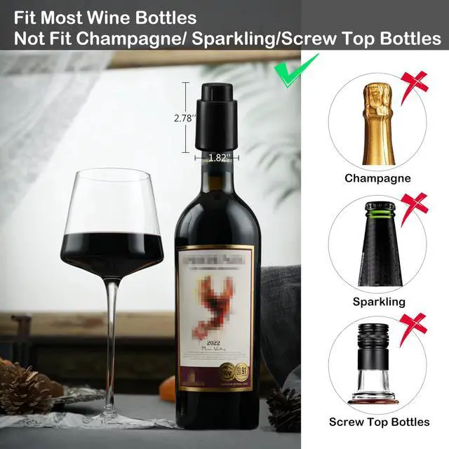 Alt view image 5 of 7 - Wine Stoppers Vacuum, Reusable Silicone Wine Bottle Stopper Wine Saver Wine Preserver with Date Dial, Best Christmas and Birthday Gifts - 2 Pack