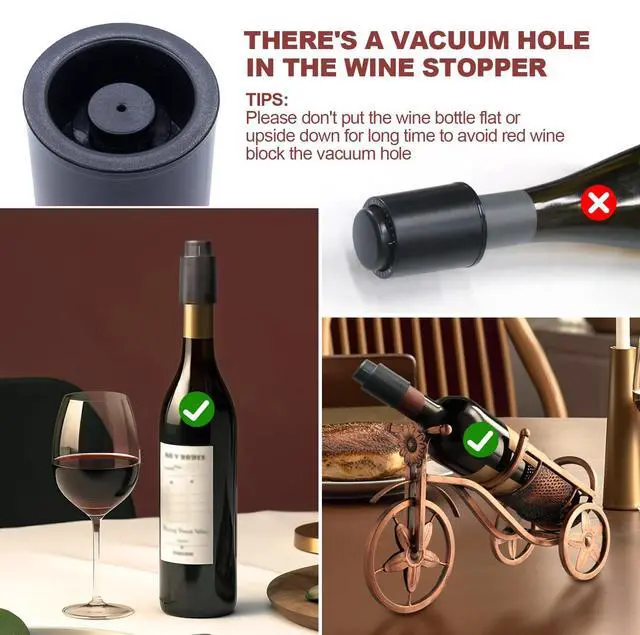 Alt view image 6 of 7 - Vacuum Wine Stopper W/Pump, 2-Pack Wine Preservers Savers, Wine Bottle Sealer Blocker, Gifts for Wine Lovers | Reusable Wine Accessories, No Worry Waste Wine