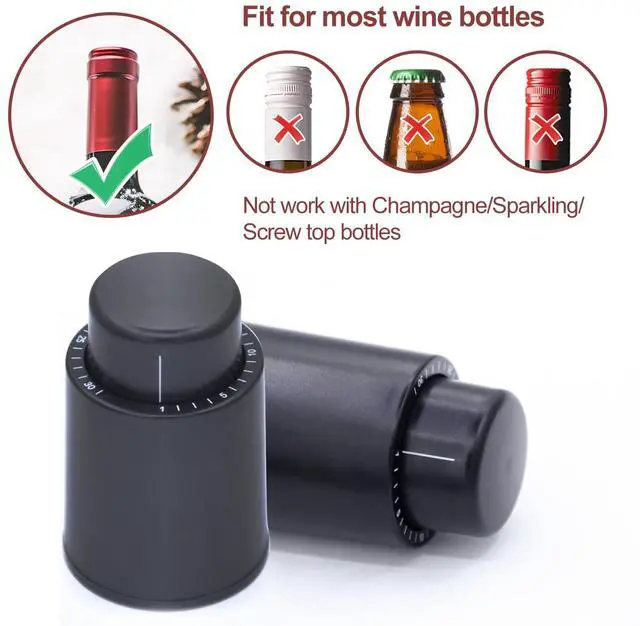 Alt view image 4 of 7 - Vacuum Wine Stopper W/Pump, 2-Pack Wine Preservers Savers, Wine Bottle Sealer Blocker, Gifts for Wine Lovers | Reusable Wine Accessories, No Worry Waste Wine