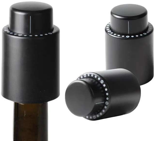 Main image of Wine Pump Vacuum Stoppers 2 Pack Reusable Vacuum Sealer with Adjustable Date Dial ABS+Food Grade Silicone Air Tight Preserver for Red White Wine Extends Freshness 10 Days Ideal Gift for Wine Lovers