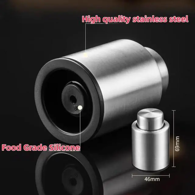Alt view image 2 of 7 - Wine Bottle Stoppers,Stainless Steel Vacuum Wine Stopper,Reusable Wine Preserver Savers with Time Scale Record, Keep Wine Really Fresh,Best Christmas and Birthday Gifts for Wine Lovers