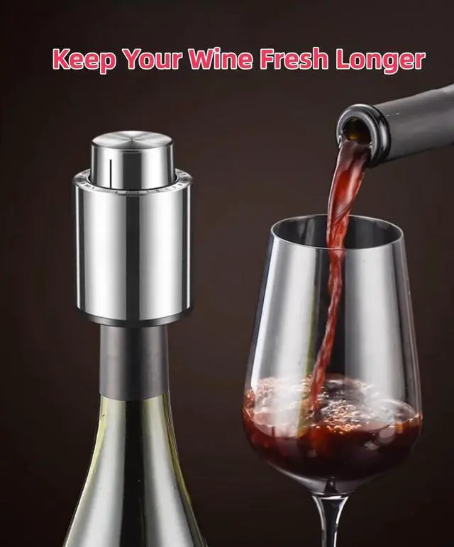Alt view image 6 of 7 - Wine Bottle Stoppers,Stainless Steel Vacuum Wine Stopper,Reusable Wine Preserver Savers with Time Scale Record, Keep Wine Really Fresh,Best Christmas and Birthday Gifts for Wine Lovers