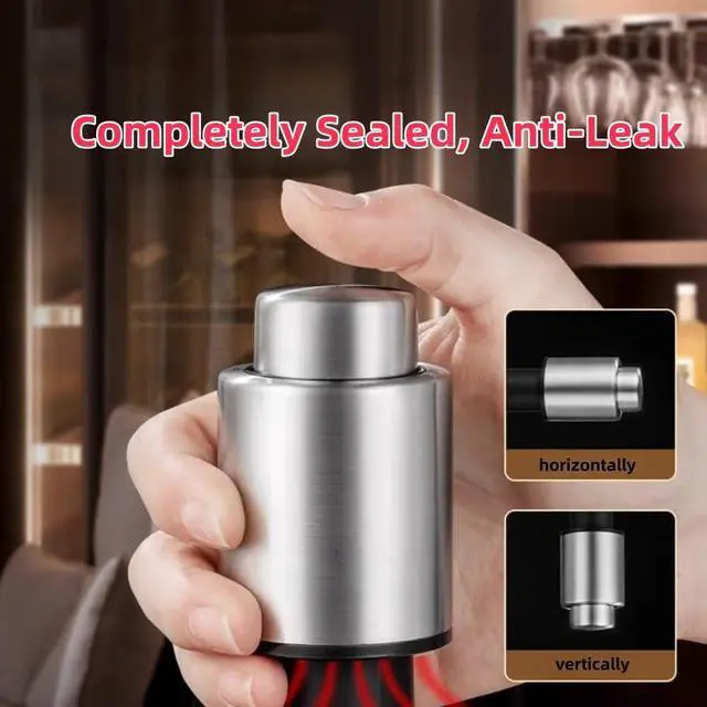 Alt view image 5 of 7 - Wine Bottle Stoppers,Stainless Steel Vacuum Wine Stopper,Reusable Wine Preserver Savers with Time Scale Record, Keep Wine Really Fresh,Best Christmas and Birthday Gifts for Wine Lovers