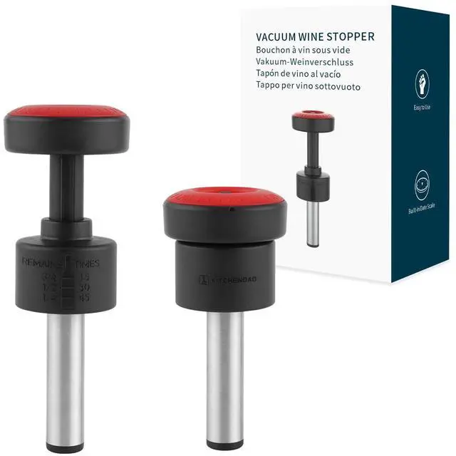 Main image of 2-in-1 Vacuum Wine Stopper, Built-in Wine Saver Pump with Date Marker, Wine Sealer Corks to Keep Fresh, Reusable Wine Preserver, Easy to Release, Set of 2