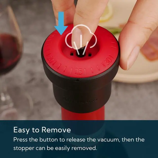 Alt view image 5 of 7 - 2-in-1 Vacuum Wine Stopper, Built-in Wine Saver Pump with Date Marker, Wine Sealer Corks to Keep Fresh, Reusable Wine Preserver, Easy to Release, Set of 2