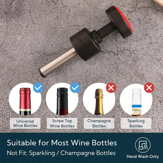 Alt view image 4 of 7 - 2-in-1 Vacuum Wine Stopper, Built-in Wine Saver Pump with Date Marker, Wine Sealer Corks to Keep Fresh, Reusable Wine Preserver, Easy to Release, Set of 2
