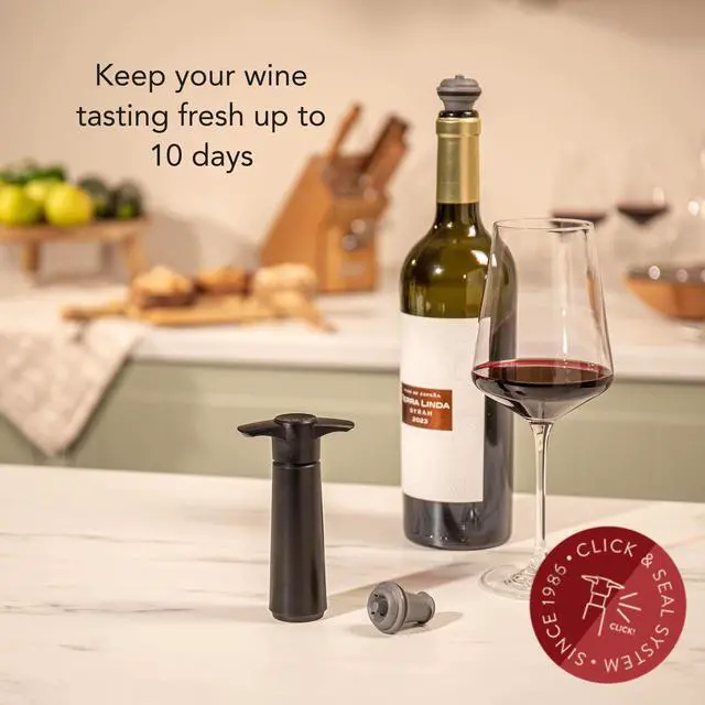 Alt view image 2 of 7 - Original Saver Wine Bottle Stopper With 2 Vacuum Stoppers Preserver Wine Stopper with Pump for Red or White Wine Wine Accessories to Keep Wine Fresh Airtight Seal Stoppers Black