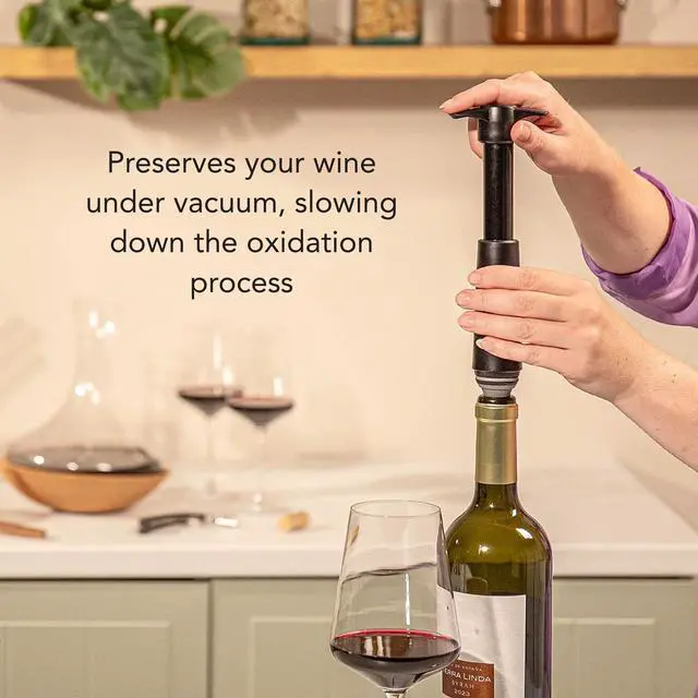 Alt view image 5 of 7 - Original Saver Wine Bottle Stopper With 2 Vacuum Stoppers Preserver Wine Stopper with Pump for Red or White Wine Wine Accessories to Keep Wine Fresh Airtight Seal Stoppers Black