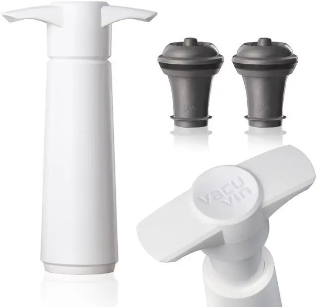 Main image of Original Saver Wine Bottle Stopper With 2 Vacuum Stoppers Preserver Wine Stopper with Pump for Red or White Wine Wine Accessories to Keep Wine Fresh Airtight Seal Stoppers White