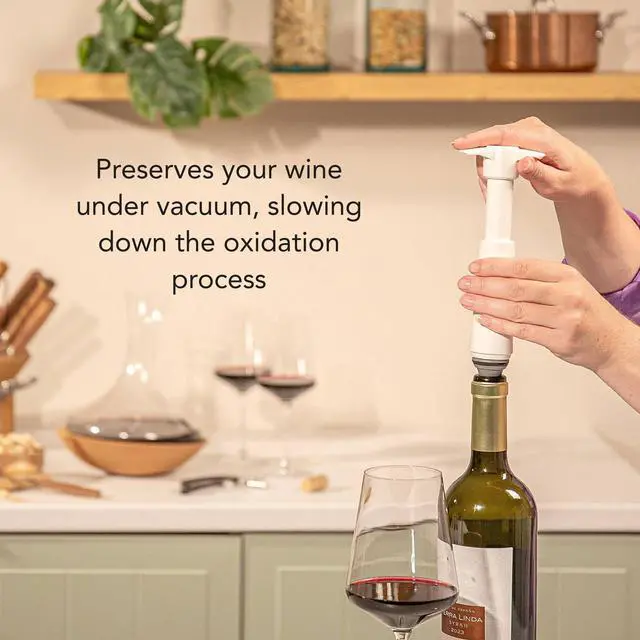 Alt view image 4 of 6 - Original Saver Wine Bottle Stopper With 2 Vacuum Stoppers Preserver Wine Stopper with Pump for Red or White Wine Wine Accessories to Keep Wine Fresh Airtight Seal Stoppers White