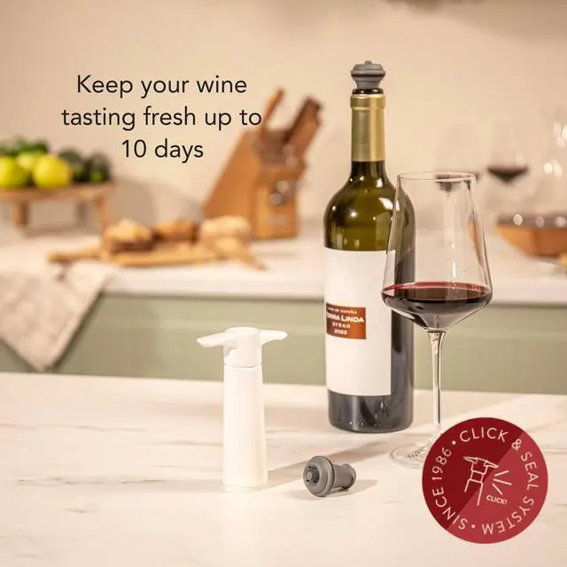 Alt view image 2 of 6 - Original Saver Wine Bottle Stopper With 2 Vacuum Stoppers Preserver Wine Stopper with Pump for Red or White Wine Wine Accessories to Keep Wine Fresh Airtight Seal Stoppers White