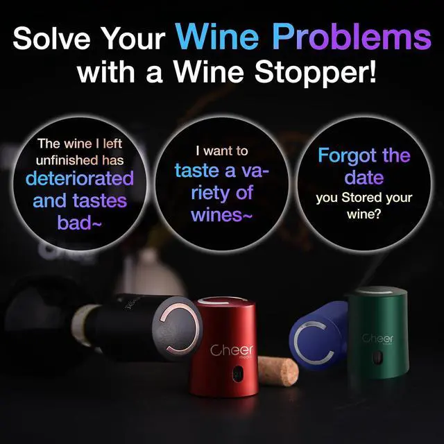 Alt view image 3 of 7 - Vacuum Wine Stopper with Date Display 7DayWine Preservation Stopper, Silicone Wine Cap & ABS, French Design, 4Colors (Green-JS15-FBA)