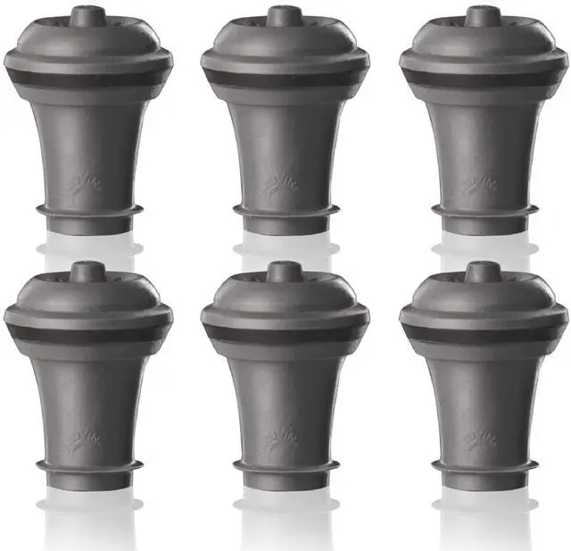 Main image of Wine Saver Vacuum Stoppers Airtight Seal for Opened Wine Bottles Preserves Wine Freshness Up to 10 Days Food Grade Rubber Easy to Use Perfect for Every Occasion Set of 6 Gray